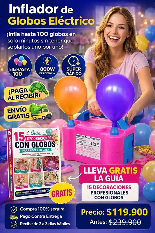 Inflador de Globos Eléctrico - Infla hasta 100 globos en sólo minutos