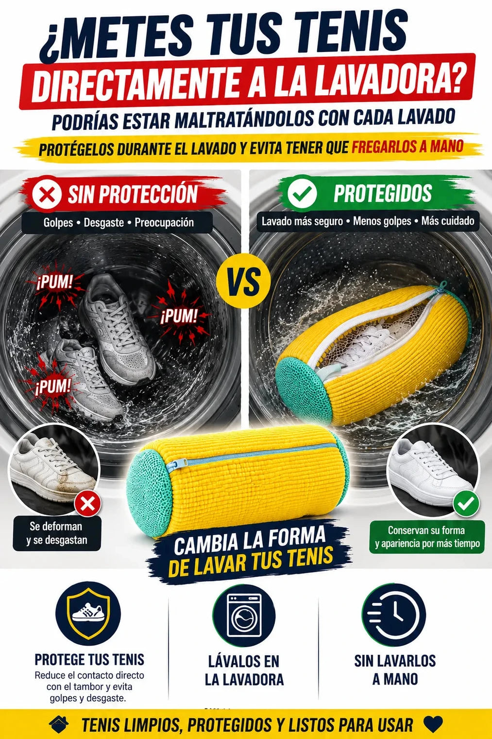 Tenis a Salvo l Lava tus tenis en la lavadora sin golpes y - Imagen 1